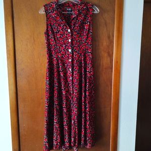 Red floral vintage dress